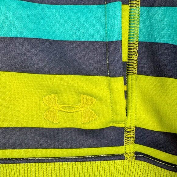 Under Armour Hoodie Mens Small Green Stripe Pullover Sweatshirt Outdoor Athletic - Picture 5 of 15